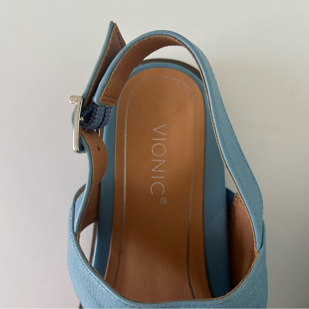 Vionic Ella Thong Sandal Shoe Leather Slingback Arch Support Ice Blue Size 5 - Picture 10 of 14